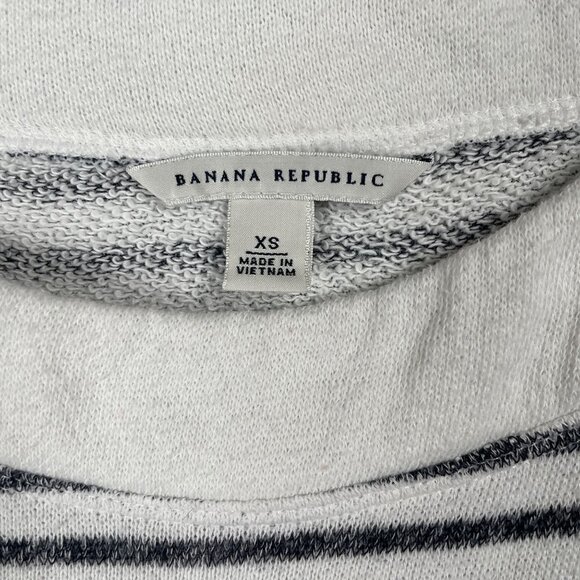 Banana Republic Womens Sweater XS White Gray Stripe Soft Kangaroo Pocket Work - Picture 9 of 10